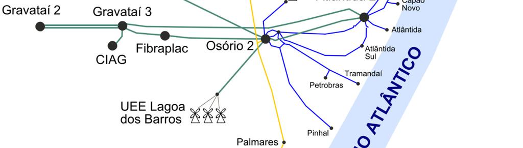 6.3.3 Litoral Norte do Rio Grande do Sul A Figura 6.3.3-1 a seguir ilustra a malha de transmissão de suprimento à região do Litoral Norte do