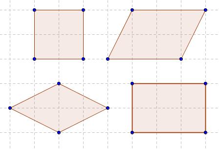 Quadriláteros: São os polígonos de quatro lados e podem ser classificados como paralelogramos, trapézios ou quadriláteros quaisquer (trapezóides).