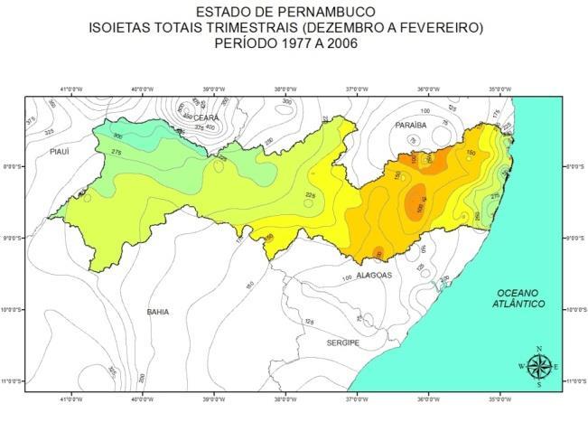 Amazonas Figura 1 - Isoietas totais trimestrais ( fevereiro). Periodo de 1977 a 2006.