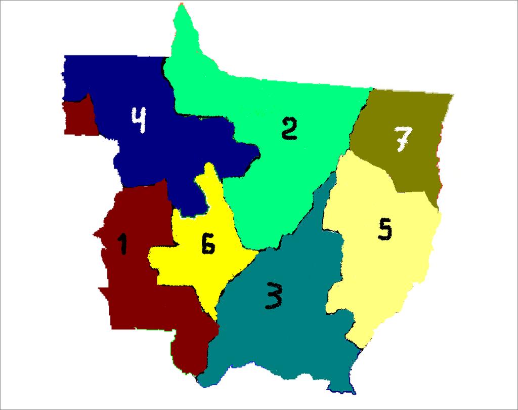 DIVISÃO POR REGIÕES 1-Nascente do Pantanal e Vale do Guaporé 2-Portal da Amazônia; Vale do Teles Pires e Alto Teles Pires 3-Vale do Rio Cuiabá; Região