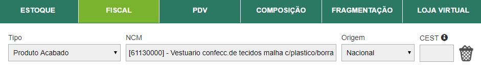 12 TAGS: FRENTE DE CAIXA, PDV, CAIXA, BOTÕES 2 O NCM deverá estar cadastrado no campo FISCAL (campo obrigatório para a emissão de Notas Fiscais.