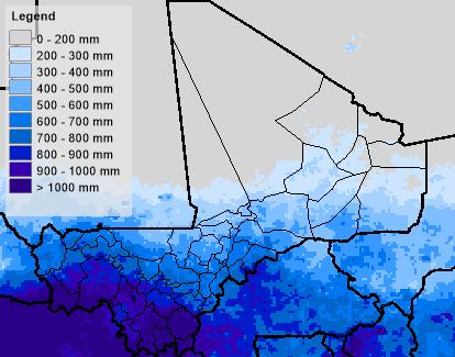 Precipitação acumulada (em MM), 21 Maio-31 Out 2016, Mali (ARC2) Precipitação acumulada em % da média de 1983-2015, 21 Maio-31 Out 2016, Mali (ARC2) Seca O Grupo de Trabalho Técnico (GTT) no país