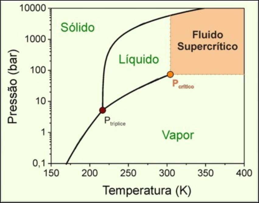33 CO 2 é um fluido que se comporta como um gás em termos de compressibilidade, porém sua densidade pode ser maior que a densidade da água no estado líquido [18]. Na Figura 2.