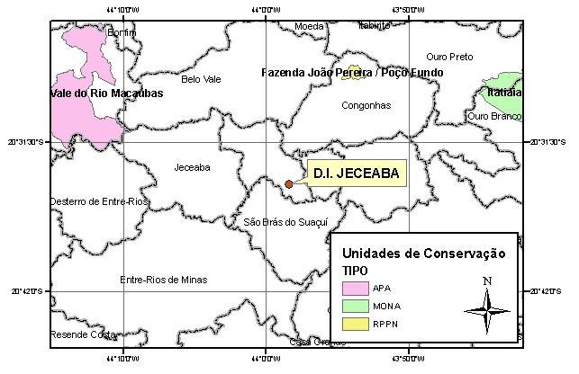 O Distrito Industrial de Jeceaba não se encontra inserido em unidade de conservação ou em sua respectiva zona de amortecimento. (Figura 2).