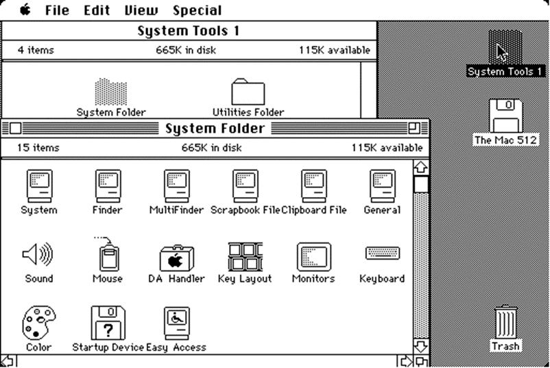 MacOS System 5-1987 Multiasking Aplicações em background