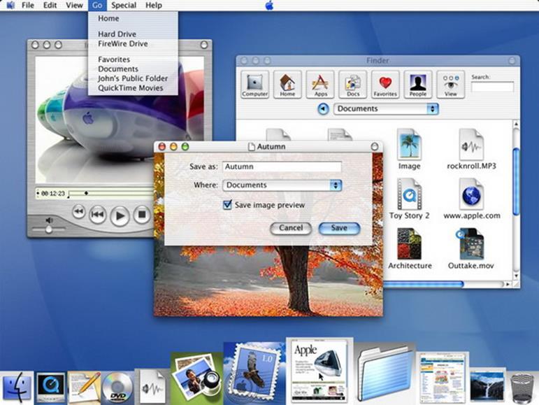 MacOS Cheetah MacOS x (System 10) Março 2001 Launch pad Unix-based Muito criticado pela