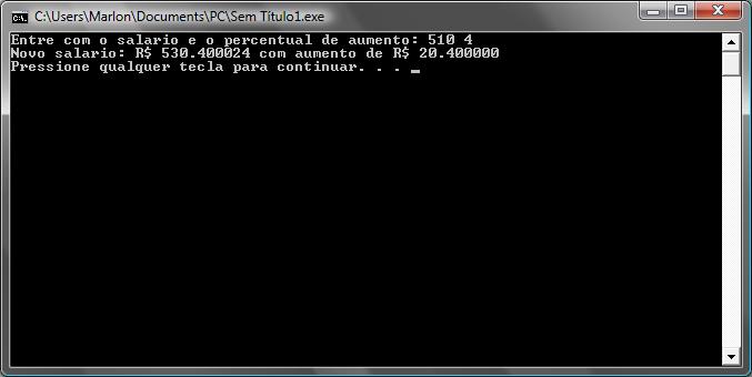 Características da Linguagem C Na aula passada, foi implementado o exemplo utilizado do reajuste salarial O