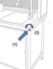 Localizado do lado direito na parte frontal da pia, podendo ser acionado com um simples toque (1), desligando totalmente o triturador e evitando assim algum tipo de acidente.