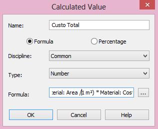 61 É possível criar um novo campo que calcule o custo total a ser estabelecido. Para isso, clique em Calculated Value e dê um nome ao novo campo. Além disso, na opção fórmula digite (, clique em.