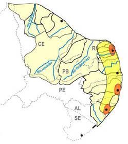 Bacias Hidrográficas REGIÃO HIDROGRÁFICA ATLÂNTICO NORDESTE ORIENTAL A Região Hidrográfica Atlântico Nordeste Oriental tem uma importância singular em relação à ocupação urbana ao contemplar cinco