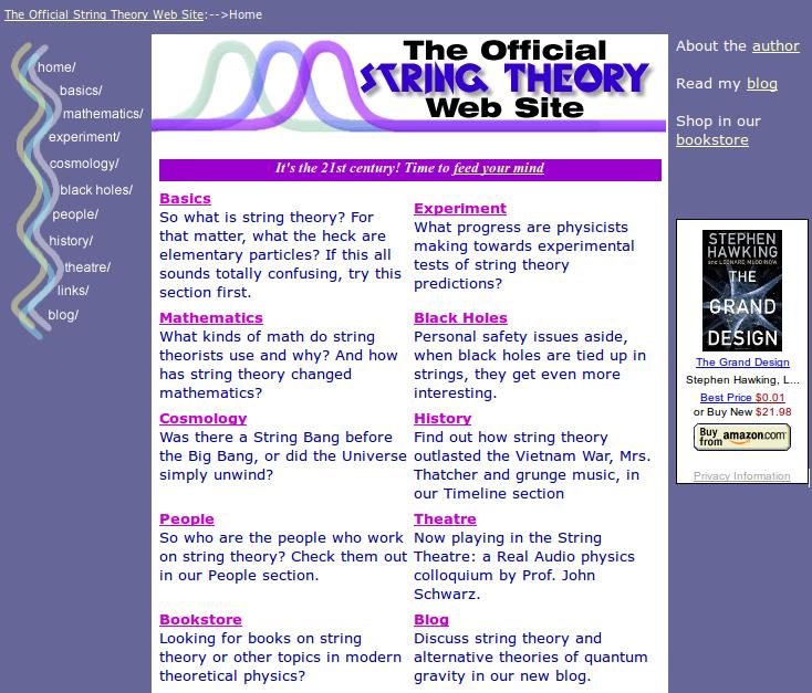 4. Site: The Ocial String Theory Website link Autor: física, parece gostar de divulgação cientíca; Público-alvo: físicos, geral; Dinâmica de