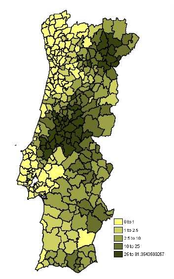 Tabuaço encontra-se praticamente a par com concelhos como Freixo de Espada à Cinta (34%), Macedo de Cavaleiros (35%), Alfândega da Fé (40%), Mirandela (45%) e Vila Flor (47%), em termos de