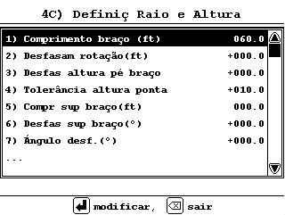 10.Teste a deflexão do braço (apenas em gruas telescópicas): o raio indicado é igual ao raio real com o braço a 0 graus e a 90 graus, mas mais pequeno do que o raio real com o braço a 45 graus?