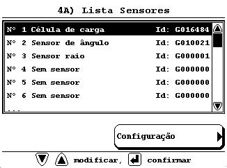 2.17 Lista de Sensores Todos os sensores do sistema GS820 são programados na lista de sensores. O GS820 utiliza informação de todos os sensores na lista de sensores.