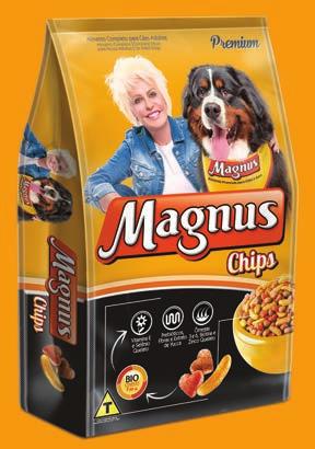 Magnus Todo Dia e Chips Cães e Gatos MAGNUS CHIPS 15,0 kg 25,0 kg Proteína Cruda/Proteína Cruda/Crude Protein (Mín.) 210 g/kg 21% Extrato Etéreo/Grasa/Crude Fat (Mín.