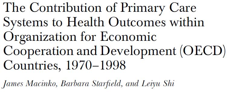 The strength of a country s primary care system was negatively associated with (a)all-cause mortality, (b)all-cause premature mortality, and (c)cause specific