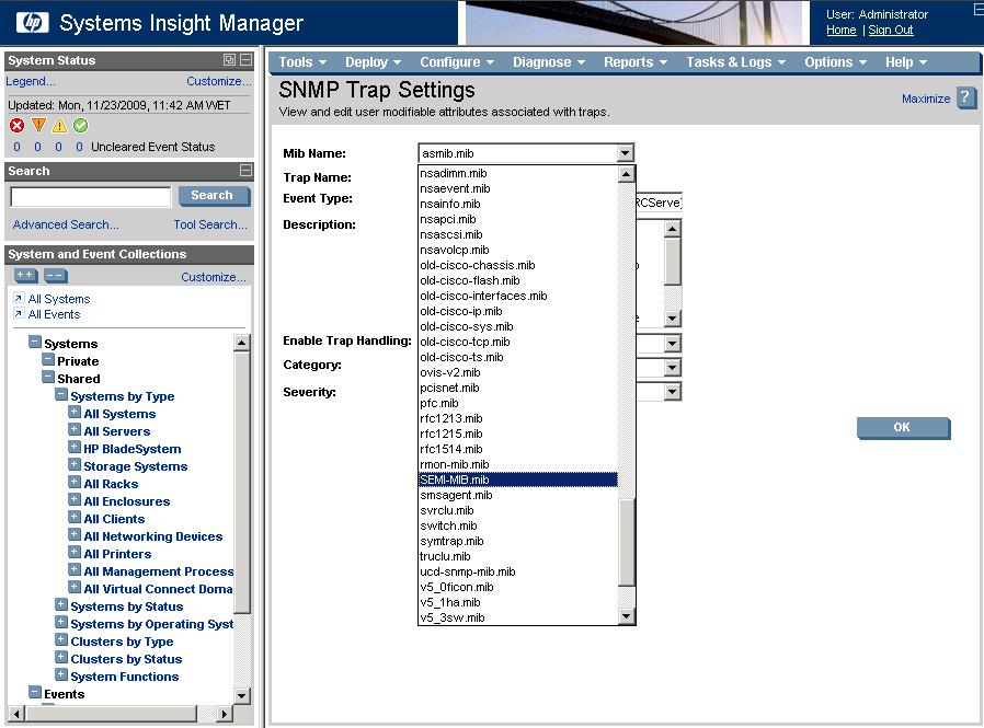 nl nl 4. Compile o TRAP-DESTINATIONS-MIB. Abra uma janela de comando e vá para Program Files\HP\Systems Insight Manager\mibs. Digite o comando mcompile TRAP-DESTINATIONS-MIB.mib. 5.