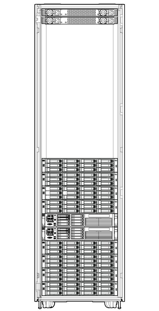 Figura 1 O rack do HP B6000 com um par e máximo de prateleiras de expansão Tipos de conta do usuário Existem dois tipos de conta de usuário: administrador e usuário.