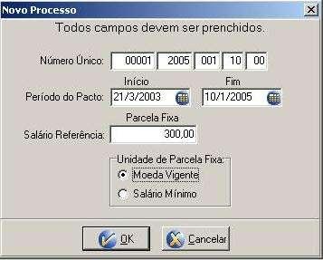 Aberta a tela inicial, entre com a identificação do processo e com os dados básicos: - Número único (no exemplo: 00001-2005-01-10-00) Não há necessidade do dígito verificador.