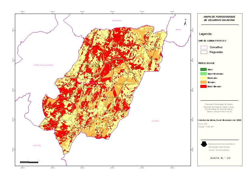 rede viária o que facilitou o combate e gerou uma pequena área ardida. No ano de 2009 a freguesia onde se registaram maior número de deflagrações (5) foi Vide entre Vinhas e Cortiçô da Serra.