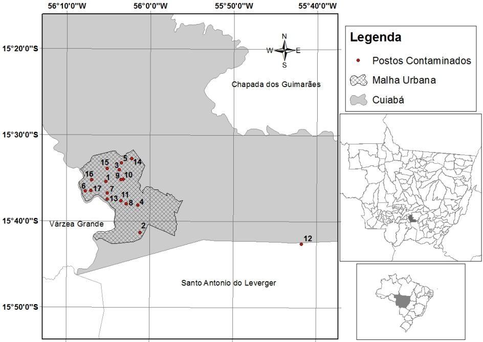 23 RESULTADOS E DISCUSSÃO Após a análise de 136 processos de licenciamento ambiental de postos de combustíveis da cidade de Cuiabá, Mato Grosso, foi constatado que em 17 (12,6%) processos, os laudos