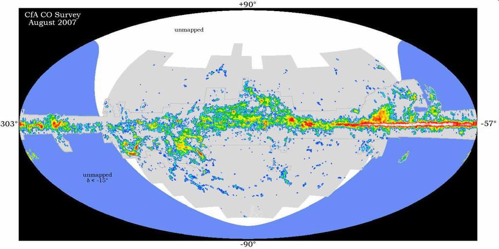 Uma das moléculas mais abundantes no espaço é o monóxido de carbono (CO). É também das moléculas mais fáceis de detetar dado o seu forte momento dipolar.