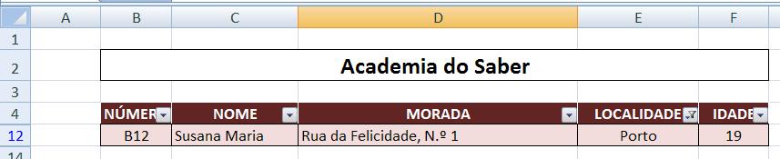 b. Clique na seta da coluna Localidade, seleccione Porto e visualize o resultado do filtro. c. Para voltar a ver todos os dados da lista, clique novamente no filtro e seleccione tudo.