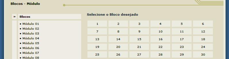 Na figura acima, podemos ver o local das dúvidas dos blocos, onde após escolhido o módulo correto, clicar no «bloco desejado», aquele que estou fazendo e