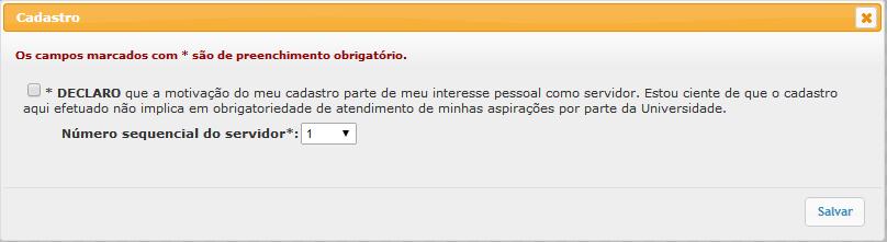 5.1. Funcionário cadastrando o interesse em transferência Para efetuar o cadastro do perfil, clicar em Cadastro de Interesse, no menu à esquerda da tela inicial.