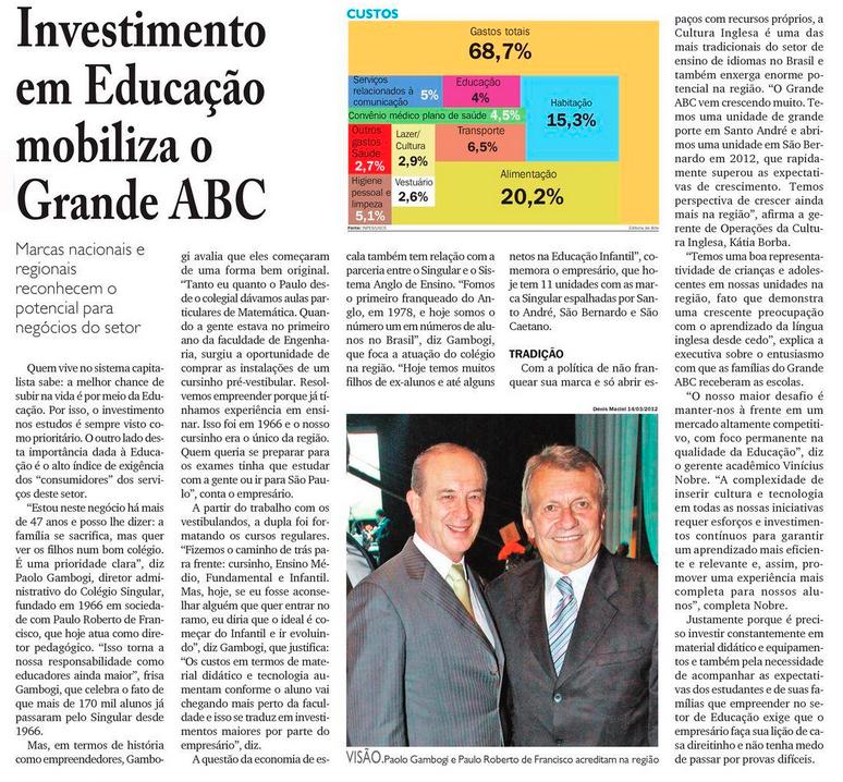 INVESTIMENTO EM EDUCAÇÃO MOBILIZA O GRANDE ABC Veículo /