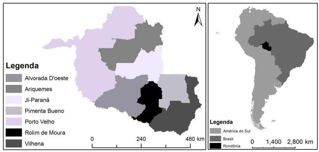 M. R. dos Anjos et al. 146 Figura 1 Localização do estado de Rondônia, Brasil.