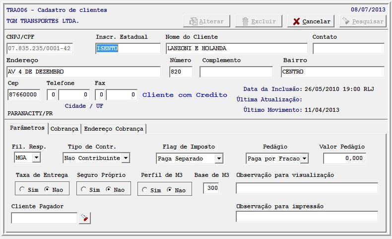 pegue todos os campos INCOMPLETOS do cadastro para copiar o que esta no SINTEGRA e deixar 100%