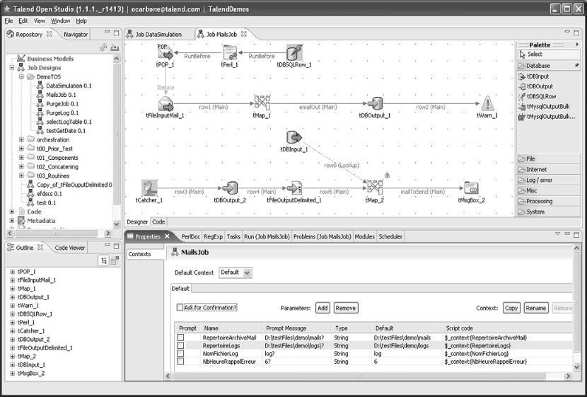 Figura 8 - Criação de um processo de ETL no Talend Open Studio (fonte:http://www.informatiquenews.