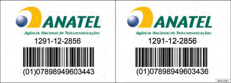 Licença de utilização para o ACC (controle automático de distância) Fig. 15 Etiqueta com sequência numérica de homologação da ANATEL para o ACC (controle automático de distância).