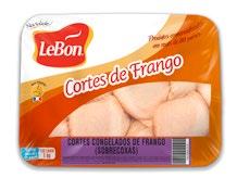 16010000 *Peso variável Frango Defumado 4520 24 x 100 g NCM 16010000 Cortes de Frango Sobrecoxa LeBon* 2475 12 x 1 kg NCM 2071400 Coxinha das