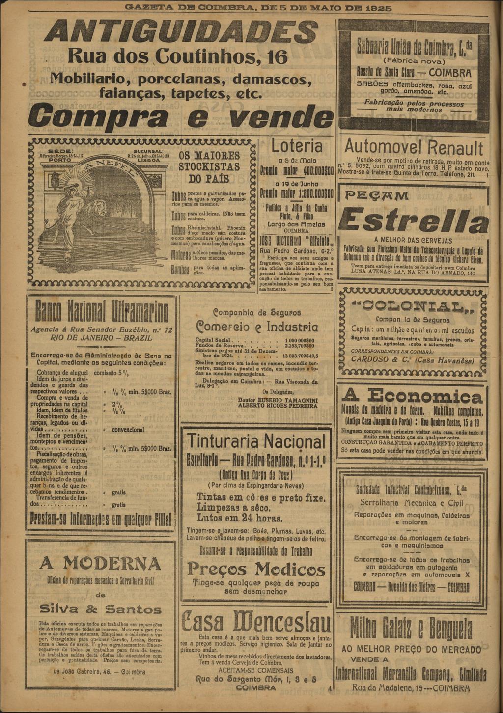 O-^JSHTT^ D H C O I M B R A JE 5 M À I O D E Ru d Gunh 6 (Fábrc nv) «í Sl ílf] - COIMBRA Iblár prcln c fnç p c Cpr 9 5 5 F J B Õ E S ffbck r zul g r d n à c Fbrcçã pl prc drn Auívl Rnu Lr 6 d Pr «w