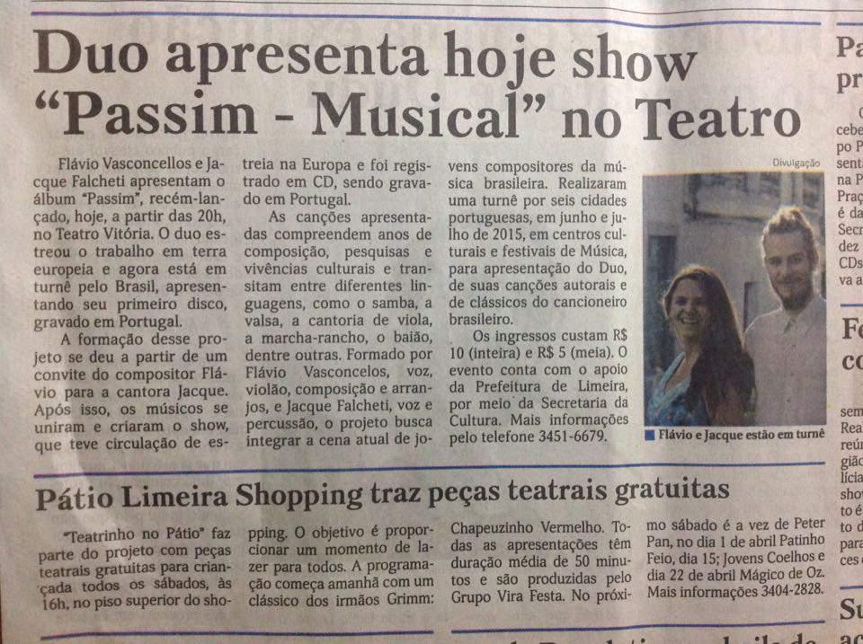 Matéria Veiculada no Jornal Limeira, divulgação do