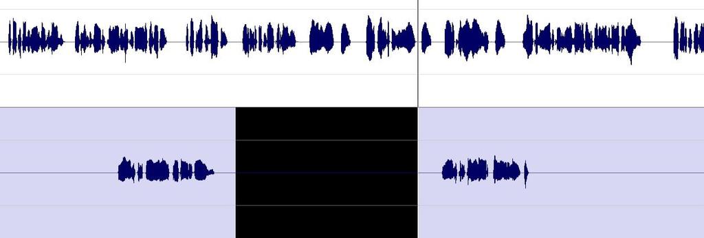 Figura 7: Espectograma, em imagem ampliada, para análise do ruído no TIS-F. Recorte do trecho referente a gravação da história.