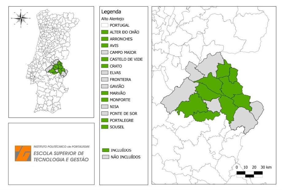 METODOLOGIA (1/8) Área em estudo 6084 Km 2 15 Municípios 188 500 habitantes 44% de coberto florestal 41% de coberto agrícola Território propício ao desenvolvimento de energias renováveis METODOLOGIA