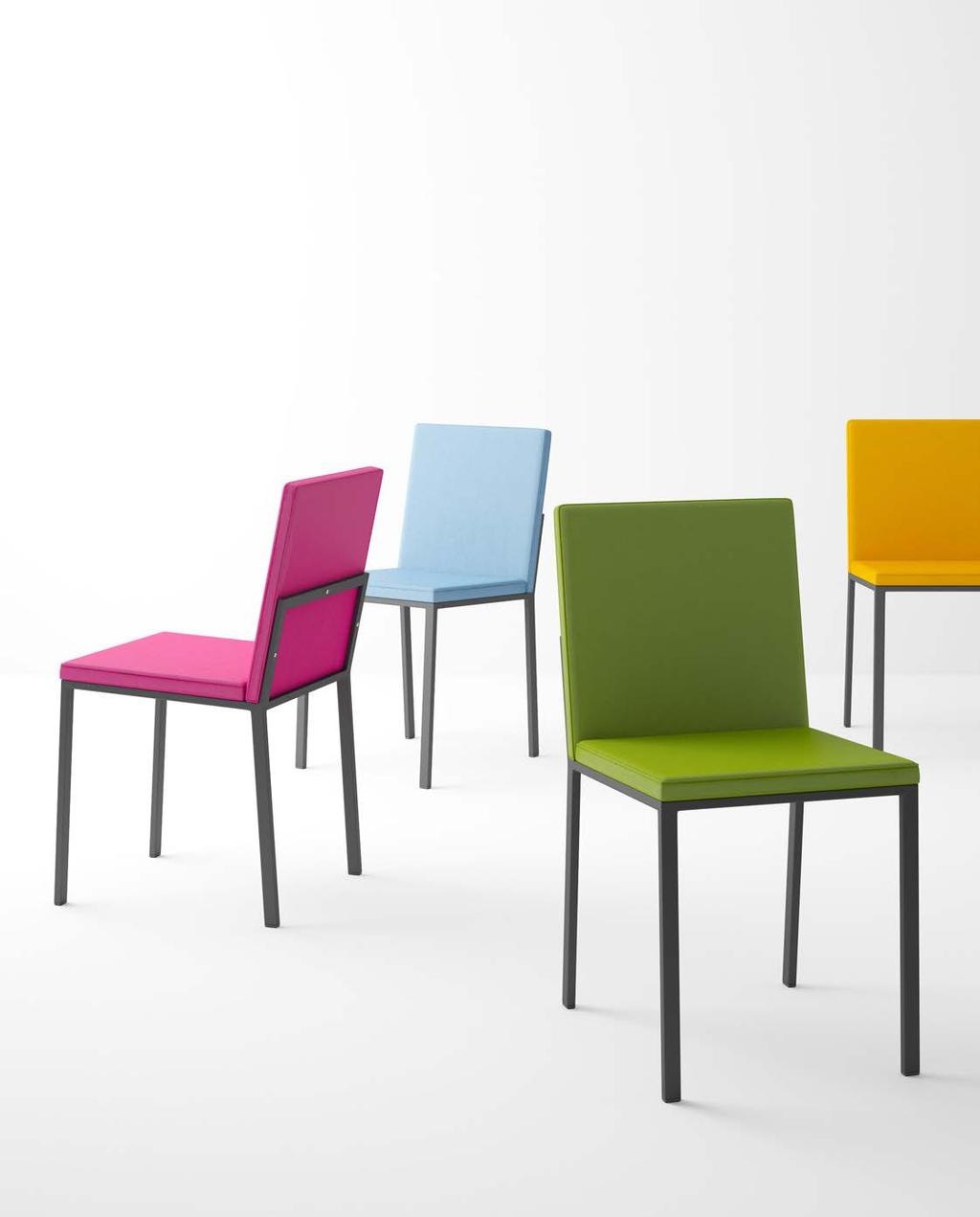 SILLA CADEIRA OLE 1 Asientos tapizado Nobel fucsia, Scenic azul, Scenic verde y Kanon mostaza; estructura acero lacado