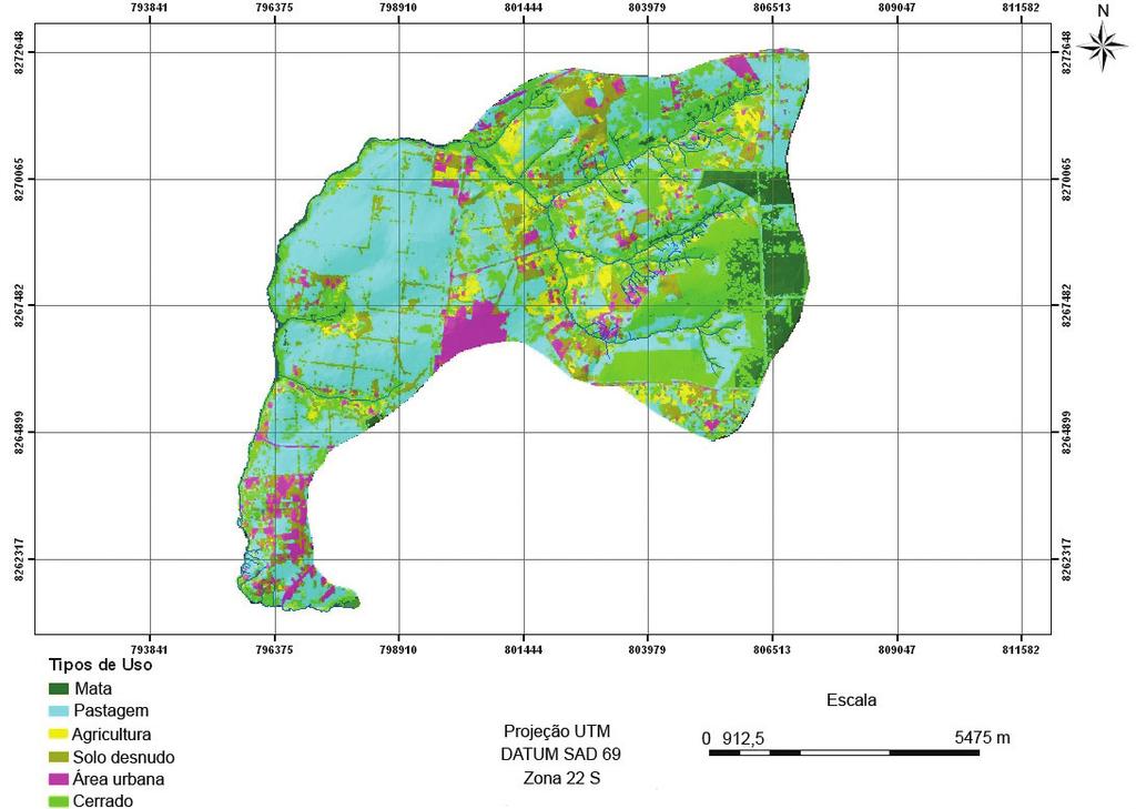 Uso das terras da bacia do rio Descoberto 715 Figura 3: Mapa de uso e ocupação das terras da área estudada na parte norte da APA do Rio Descoberto. Tabela 1.