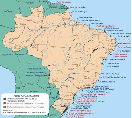 15 Com o fim da PORTOBRÁS, na década de 1990, o sistema portuário brasileiro passou por grave crise, forçando a criação da Lei de Modernização dos Portos, em 1993. Com a Lei nº 8.