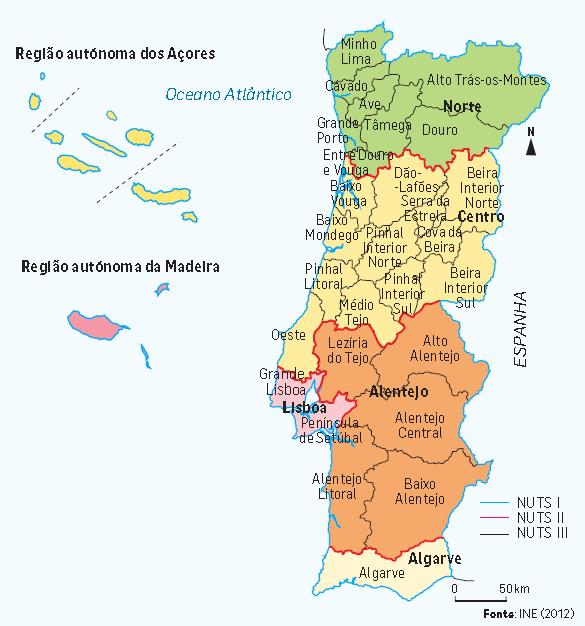 Nomenclatura das Unidades Territoriais para Fins Estatísticos NUTS. configuração e delimitação espacial do território adotada depois da entrada de Portugal na UE.