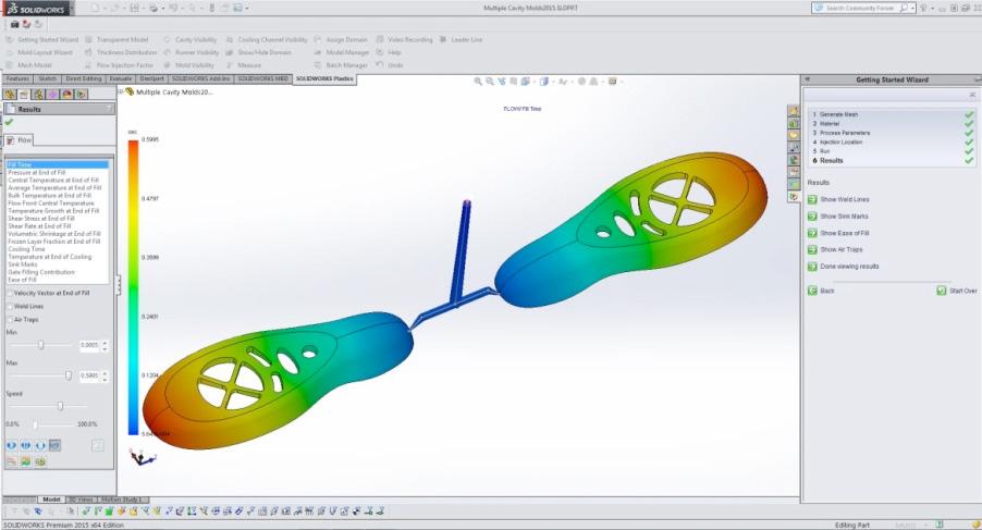 O SOLIDWORKS Plastics Professional permite que os projetistas de moldes otimizem os projetos de moldes sem depender de protótipos.