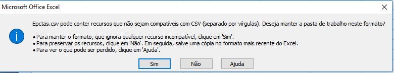 Pronto, seu arquivo CSV já foi salvo e poderá então ser importado no SINECON.