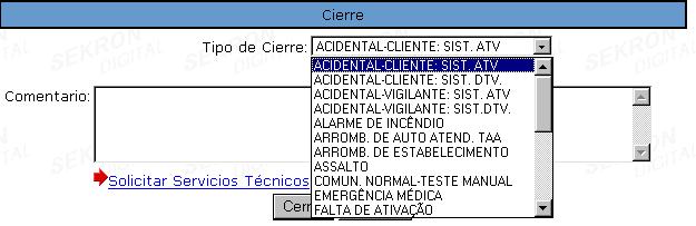 Terá que conter um resumo dos procedimentos prédefinidos e a causa do disparo de alarme, não podendo ter divergências com o termo escolhido.