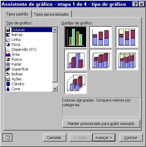 Assistente de Gráfico (Veja o ícone acima