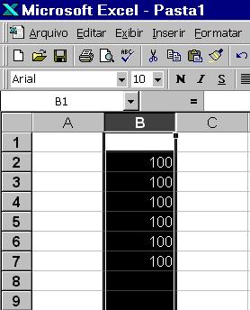 vermelha, mantenha o mouse pressionado e arraste para cima. Note que o Excel marcará a área com uma cor um pouco mais clara indicando a região que será apagada.