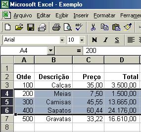 atalho, neste menu há opções para você incluir ou apagar linhas.