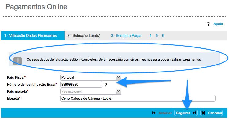 preenchidos, basta carregar em Seguinte para obter a lista de pagamentos disponíveis para avançar. NOTA: Não é obrigatório que surja a janela acima.